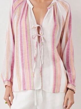 Rails Pink & Cream Striped Tie-Front Blouse